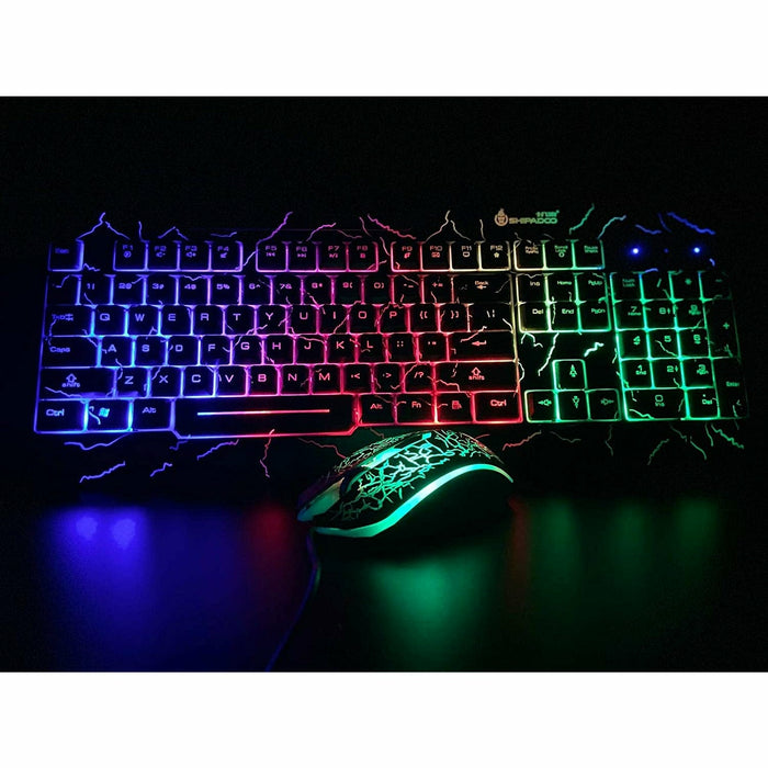 SAMA Gaming Keyboard and Mouse Set, Colorful Crack Backlit USB Computer Gaming Wired Keyboard and Mouse Set