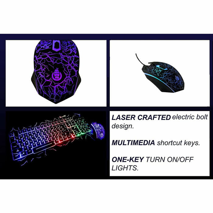 SAMA Gaming Keyboard and Mouse Set, Colorful Crack Backlit USB Computer Gaming Wired Keyboard and Mouse Set