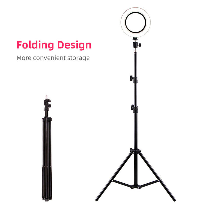 Ring Light Selfie (16 cm) with Tripod Stand 210cm  & Cell Phone Holder for Live Stream/Makeup