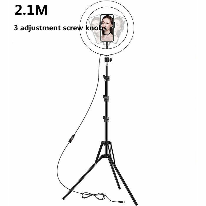 Ring Light Selfie (26cm) with Tripod Stand 210cm  & Cell Phone Holder Support 1 mobile