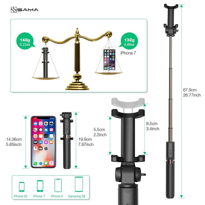 SAMA 3-in-1 Wireless Selfie Stick Tripod