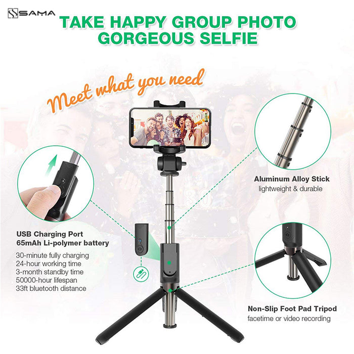 SAMA 3-in-1 Wireless Selfie Stick Tripod