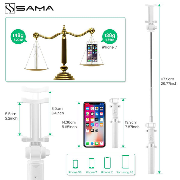 SAMA 3-in-1 Wireless Selfie Stick Tripod