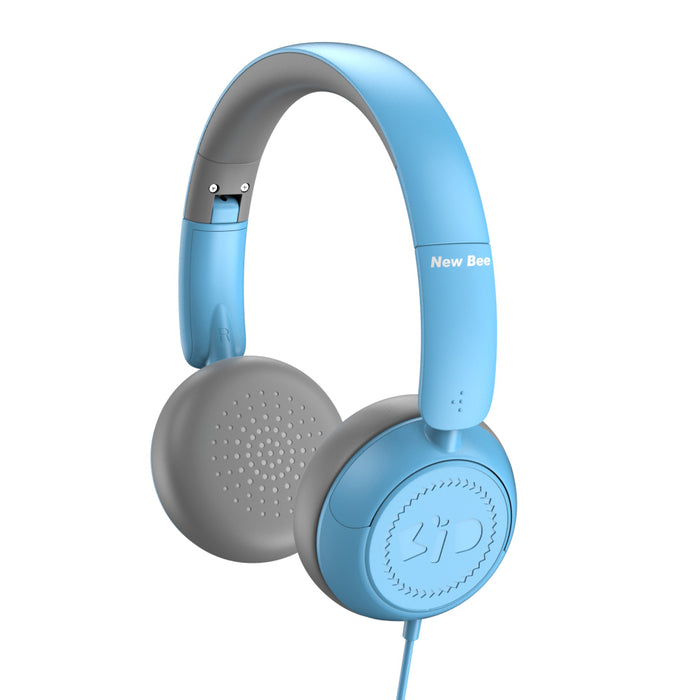 Kids Headphones for School with Microphone On-Ear Folding 85/94dB Volume Control Child Blue(USB-C Adapter Provided)