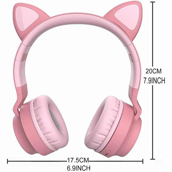 Kids Wireless/Wired Headphones with MIC,12H Playtime, Stereo Sound,Bluetooth 5.0, Foldable for School (Grey/Pink)