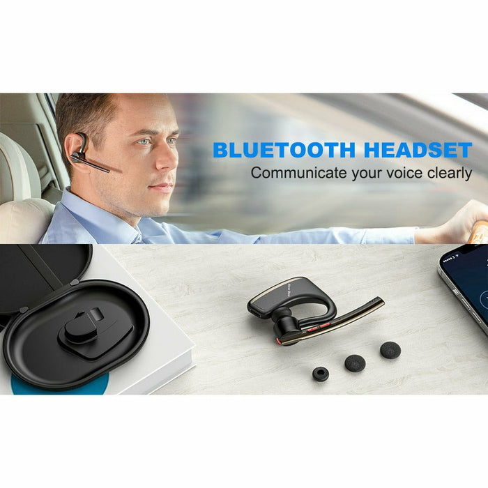 Bluetooth Headset V5.2 - 24Hrs Talk time CVC 8.0 Dual Mic Noise Cancelling, Handsfree Driving Headset with Mic Mute for iPhone/Android/Smartphone/Trucker/Business/Office