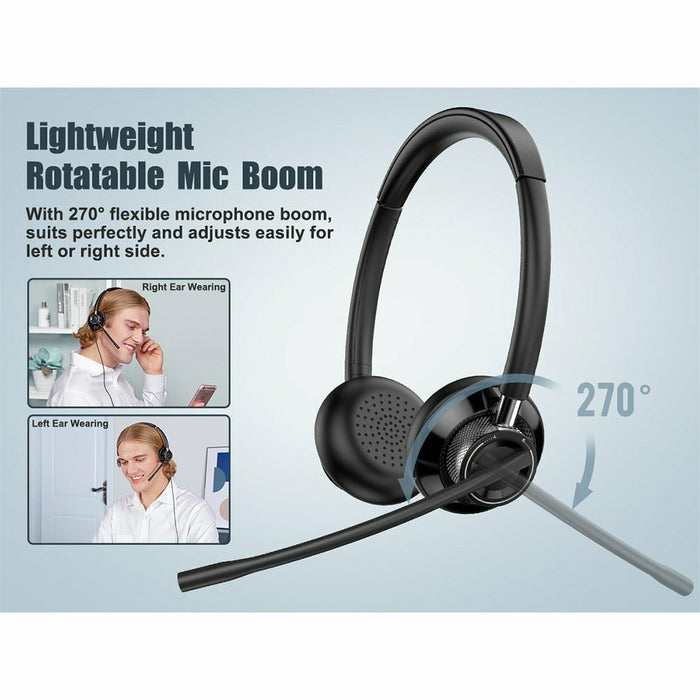 Wired USB Computer Headset for Call Center Office, Meeting, PC, Smartphones and Tablet