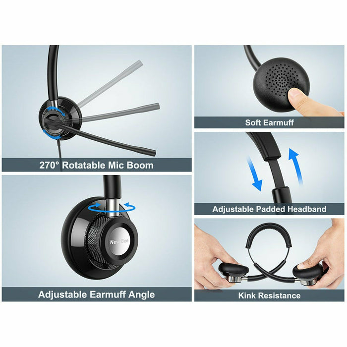 Wired USB Computer Headset for Call Center Office, Meeting, PC, Smartphones and Tablet