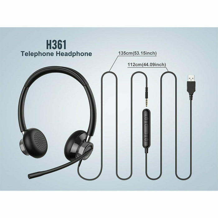 Wired USB Computer Headset for Call Center Office, Meeting, PC, Smartphones and Tablet