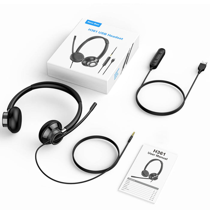 Wired USB Computer Headset for Call Center Office, Meeting, PC, Smartphones and Tablet