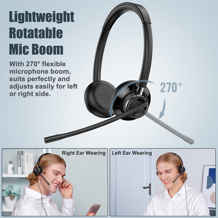 Wired USB Computer Headset for Call Center Office, Meeting, PC, Smartphones and Tablet