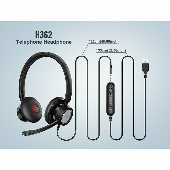 USB Headset Wired Telephone Headphones 2 in 1 3.5mm for Call Center Business Computer Headphone and Office