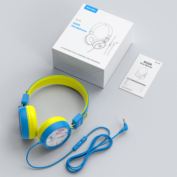 Kids Headphones with Microphone with 85dB/94dB Safe Volume Control Foldable Headphones for School/Travel/Airplane/Smartphone/Kindle/Tablet (Blue/Yellows)