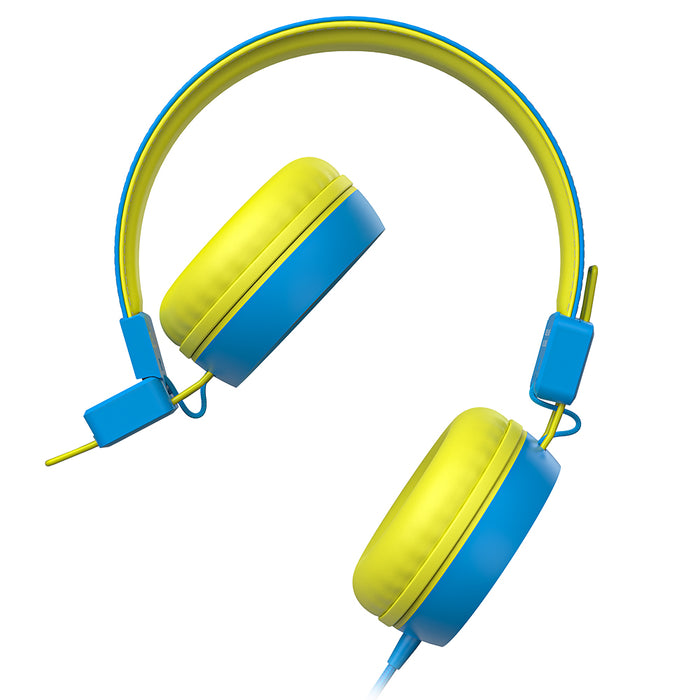 Kids Headphones with Microphone with 85dB/94dB Safe Volume Control Foldable Headphones for School/Travel/Airplane/Smartphone/Kindle/Tablet (Blue/Yellows)