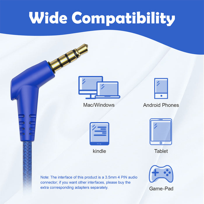 Kids Headphones with Microphone with 85dB/94dB Safe Volume Control Foldable Headphones for School/Travel/Airplane/Smartphone/Kindle/Tablet (Blue)