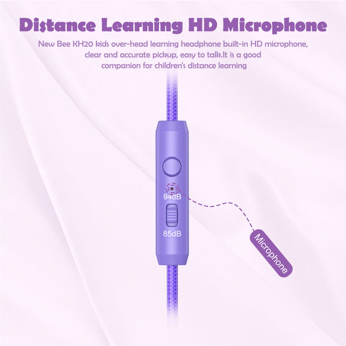 Kids Headphones with Microphone with 85dB/94dB Safe Volume Control Foldable Headphones for School/Travel/Airplane/Smartphone/Kindle/Tablet( Purple)