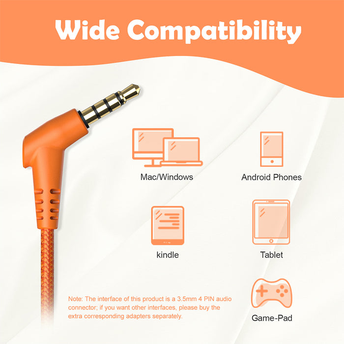 Kids Headphones with Microphone with 85dB/94dB Safe Volume Control Foldable Headphones for School/Travel/Airplane/Smartphone/Kindle/Tablet( Orange)