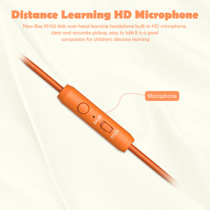 Kids Headphones with Microphone with 85dB/94dB Safe Volume Control Foldable Headphones for School/Travel/Airplane/Smartphone/Kindle/Tablet( Orange)