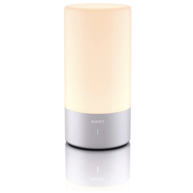 Table Lamp, Touch Sensor Bedside Lamp + Dimmable Warm White Light & Color Changing RGB