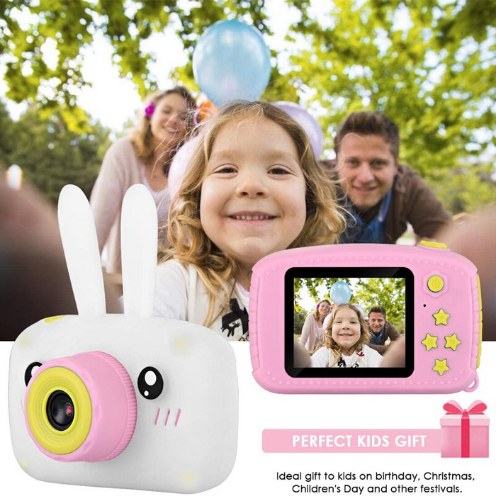 SAMA Kids Camera Pink , Digital Video Camera Cartoon Toy 8.0mp Inch Hd Screen Rechargeable Shockproof