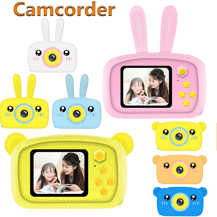 SAMA Kids Camera Yellow , Digital Video Camera Cartoon Toy 8.0mp Inch Hd Screen Rechargeable Shockproof