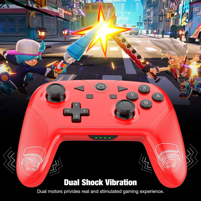 Wireless Controller for Switch/Switch Lite with NFC/Turbo/ 6 Gyro Axis/Dual Vibration-Red