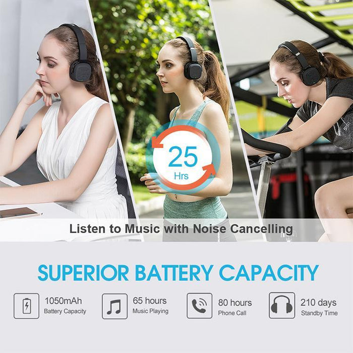 Active Noise Cancelling Bluetooth Headphone 70H Playtime with Microphone Siri Voice Control-Noise Cancelling Headphones-SAMA-brands-world.ca