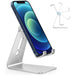 Adjustable Cell Phone Stand, OMOTON Aluminum Desktop Cellphone Stand Silver-Tablet & iPad Stands-OMOTON-brands-world.ca