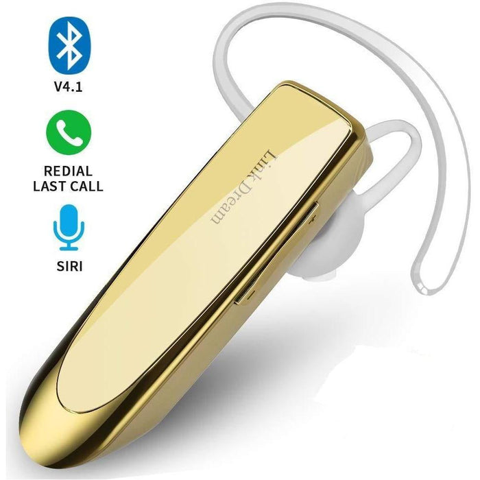 Bluetooth Earpiece Link Dream Wireless 4.2 Bluetooth Headset Driving Earphone with Noise Cancelling Microphone Handsfree-Bluetooth Headsets-Link Dream-Gold-brands-world.ca