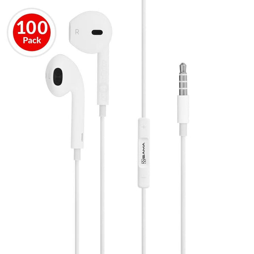 [Box 100] SAMA Earphone With Mic 3.5mm plug Compatible with Apple iPhone 6s 6 5s 5 4s 4, and all other android Devices-Earbuds & In-Ear Headphones-SAMA-brands-world.ca