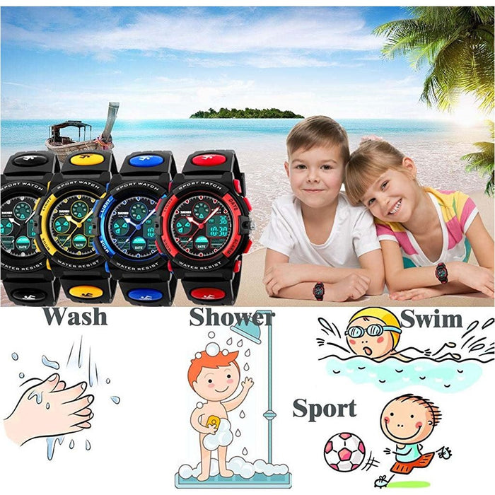 Boys Watches Durable Cool Analog Digital Electrical LED Dual Time Display...-Kids Watches-PASNEW-brands-world.ca