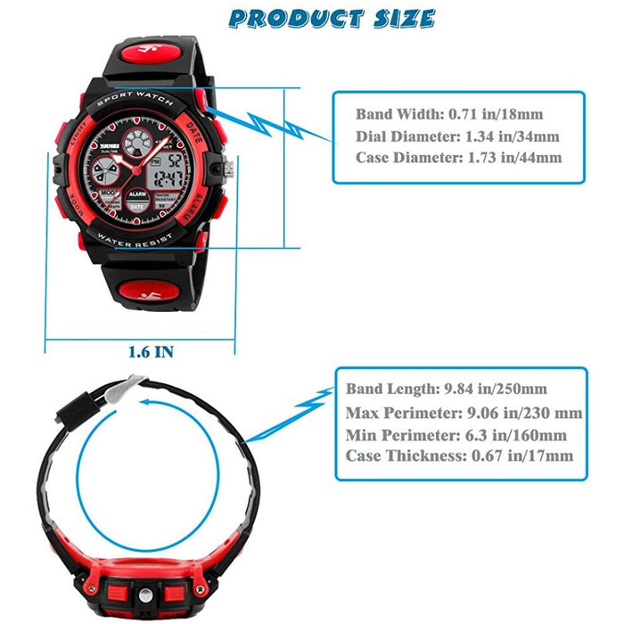 Boys Watches Durable Cool Analog Digital Electrical LED Dual Time Display...-Kids Watches-PASNEW-brands-world.ca