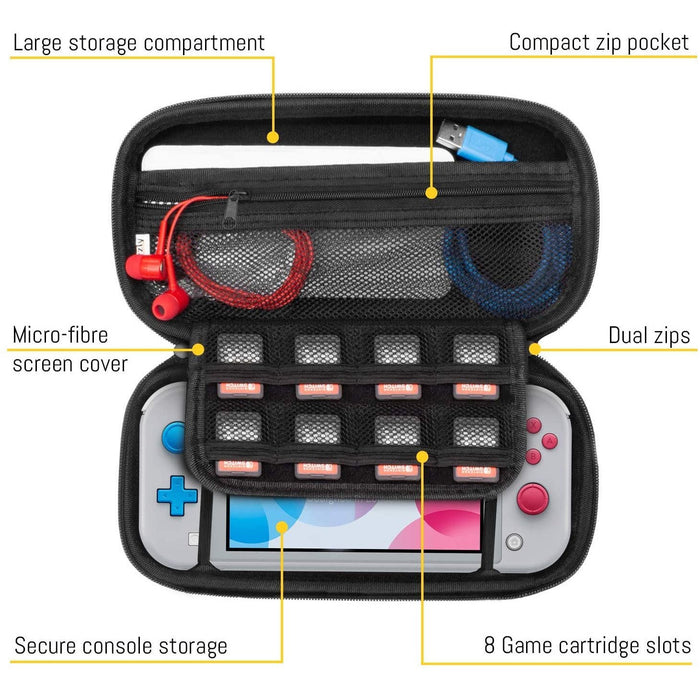 Carry Case for Nintendo Switch Lite with Game Cartridge Holders and Blue-Nintendo Switch Skins, Faceplates & Cases-Orzly-brands-world.ca
