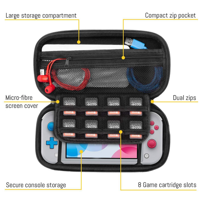 Case for Nintendo Switch Lite - Orzly Protective Carry Carbon Fibre Black-Nintendo Switch Skins, Faceplates & Cases-Orzly-brands-world.ca