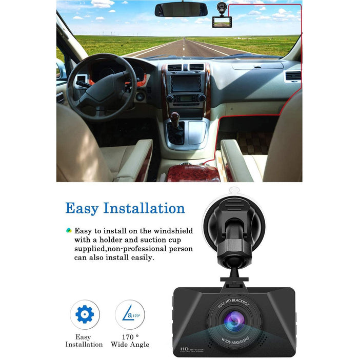 CHORTAU Dash Cam 1080P Full HD Car Camera DVR Dashboard Driving Video...-Dash Cameras-CHORTAU-brands-world.ca