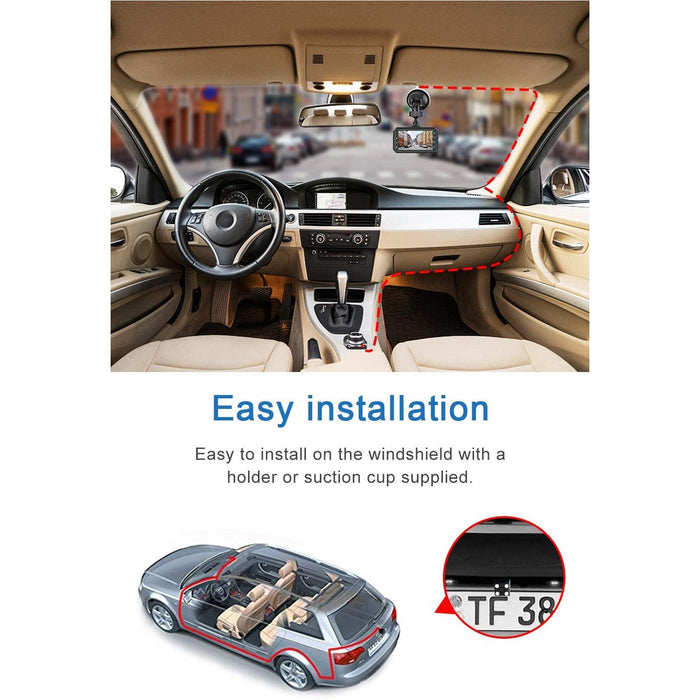 Dash Cam for Cars Front and Rear CHORTAU Dual 3 inch Dashcam Full...-Backup Cameras-CHORTAU-brands-world.ca