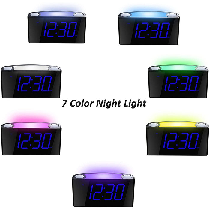 Digital Alarm Clock for Bedrooms, 7 Color Night Light, 7'' Large Blue Digits-Speaker Docks & Clock Radios-Mesqool-brands-world.ca