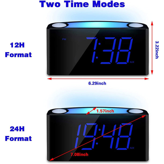 Digital Alarm Clock for Bedrooms, 7 Color Night Light, 7'' Large Blue Digits-Speaker Docks & Clock Radios-Mesqool-brands-world.ca