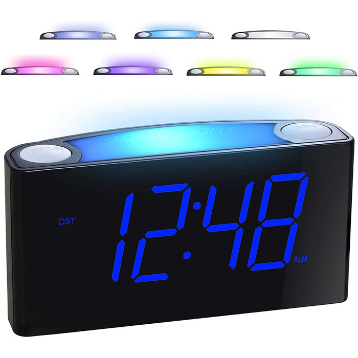 Digital Alarm Clock for Bedrooms, 7 Color Night Light, 7'' Large Blue Digits-Speaker Docks & Clock Radios-Mesqool-brands-world.ca