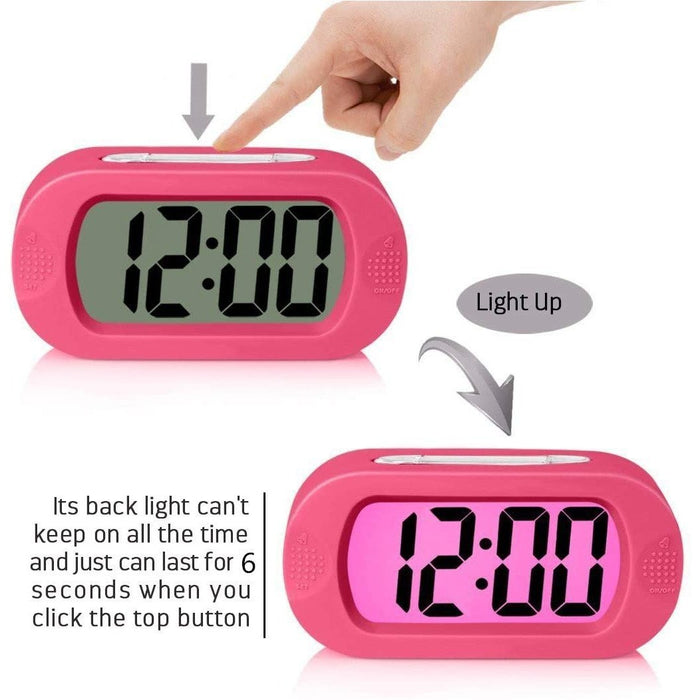 Digital Alarm Clock, Relime Upgraded Shockproof LCD Display Travel Clock Pink-Kids Alarm Clocks-Relime-brands-world.ca