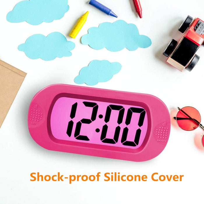 Digital Alarm Clock, Relime Upgraded Shockproof LCD Display Travel Clock Pink-Kids Alarm Clocks-Relime-brands-world.ca