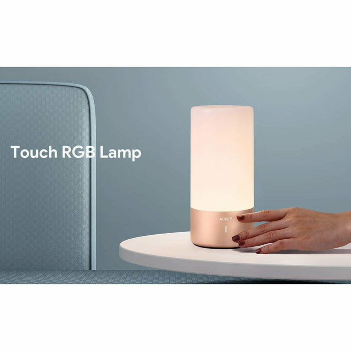 Table Lamp, Touch Sensor Bedside Lamp + Dimmable Warm White Light & Color Changing RGB