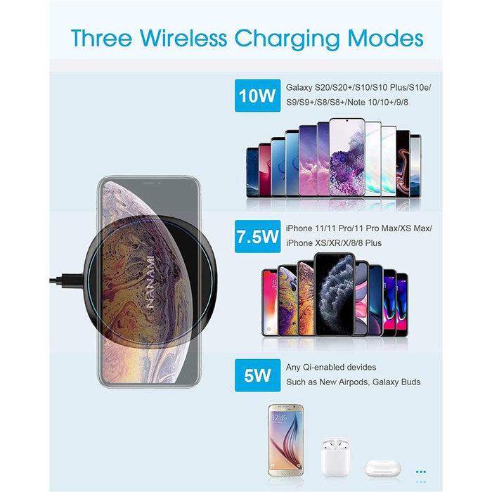 Fast Wireless Charger, NANAMI Qi Charging Pad 7.5W Compatible iPhone 12/12...-Wireless Chargers-NANAMI-brands-world.ca