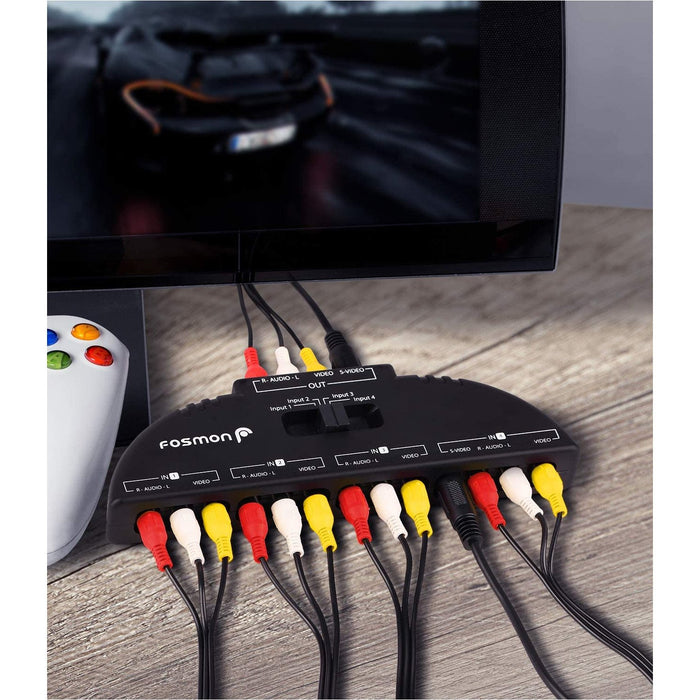 Fosmon 4-Way Audio, Video RCA Switch Selector -Splitter Box and AV Patch...-A/V Switchers-Fosmon-brands-world.ca