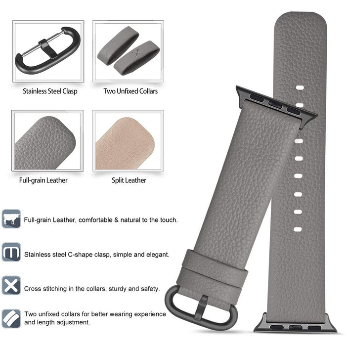 Fullmosa Compatible with Apple Watch Band 38mm/40mm, Grey + smoky grey buckle-Apple Watch Bands & Straps-Fullmosa-brands-world.ca