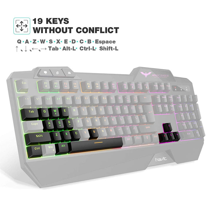 Havit Keyboard Rainbow Backlit Wired Gaming Mouse Combo, LED Black-Keyboard & Mouse Combos-Havit-brands-world.ca