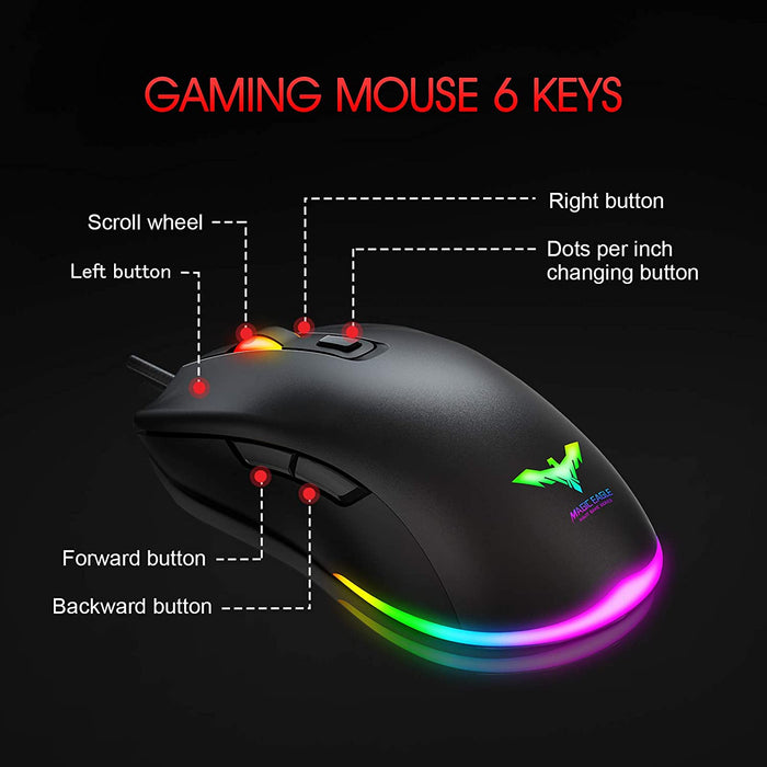 Havit Keyboard Rainbow Backlit Wired Gaming Mouse Combo, LED Black-Keyboard & Mouse Combos-Havit-brands-world.ca