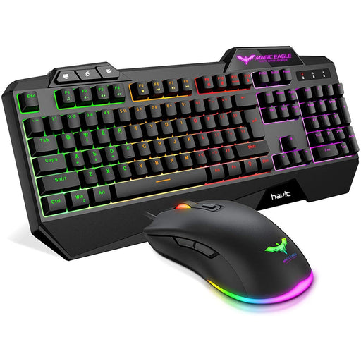 Havit Keyboard Rainbow Backlit Wired Gaming Mouse Combo, LED Black-Keyboard & Mouse Combos-Havit-brands-world.ca