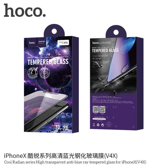 HOCO Cool Radian series High transparent anti-blue ray tempered glass for iPHONE X,(V4X)-iPhone X-XS Screen Protectors-HOCO-brands-world.ca