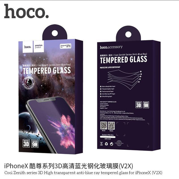 HOCO Cool Zenith series 3D High transparent anti-blue ray tempered glass for iPHONE X,(V2X)-iPhone X-XS Screen Protectors-HOCO-brands-world.ca